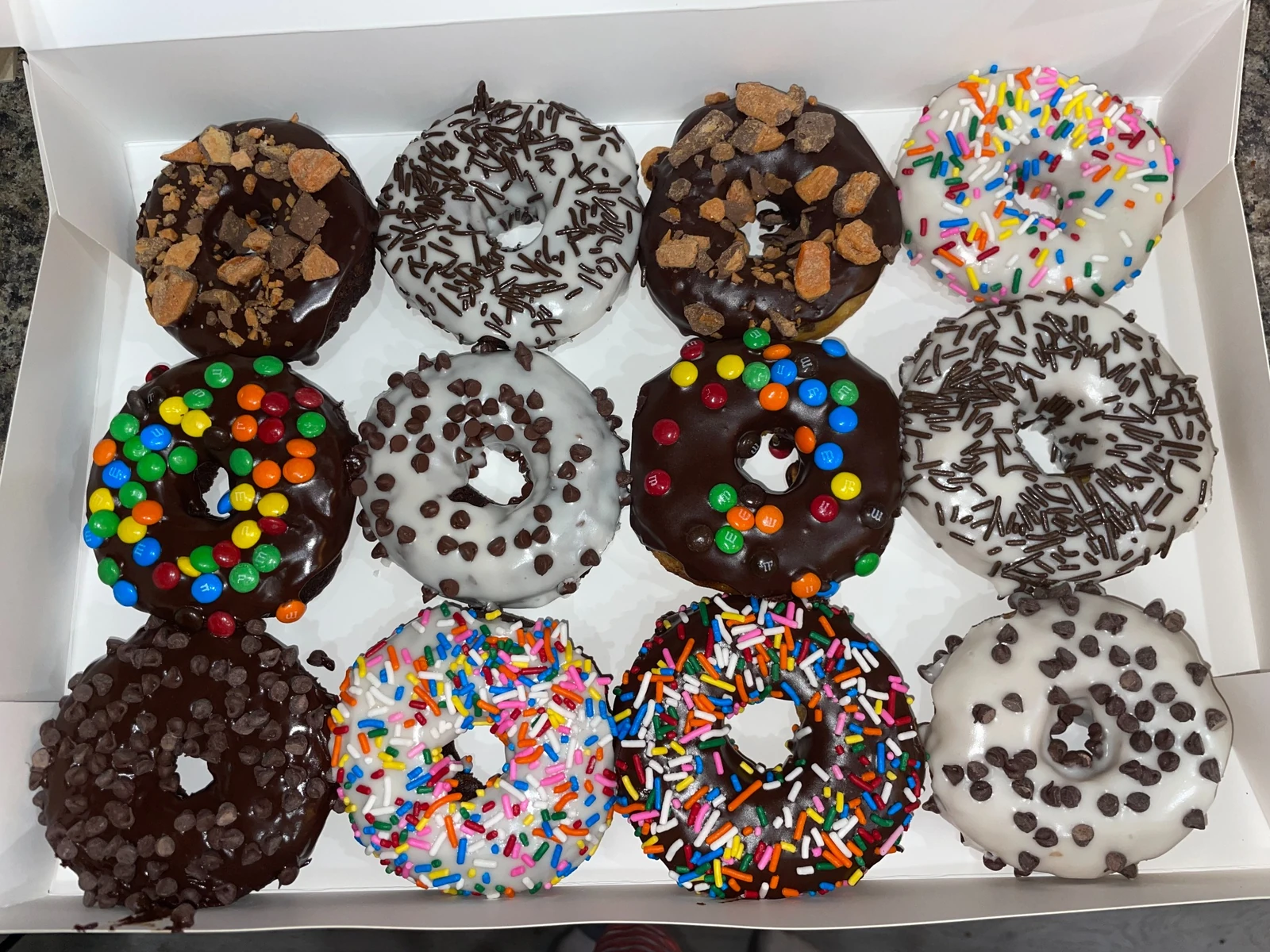 A mixed dozen of our donuts